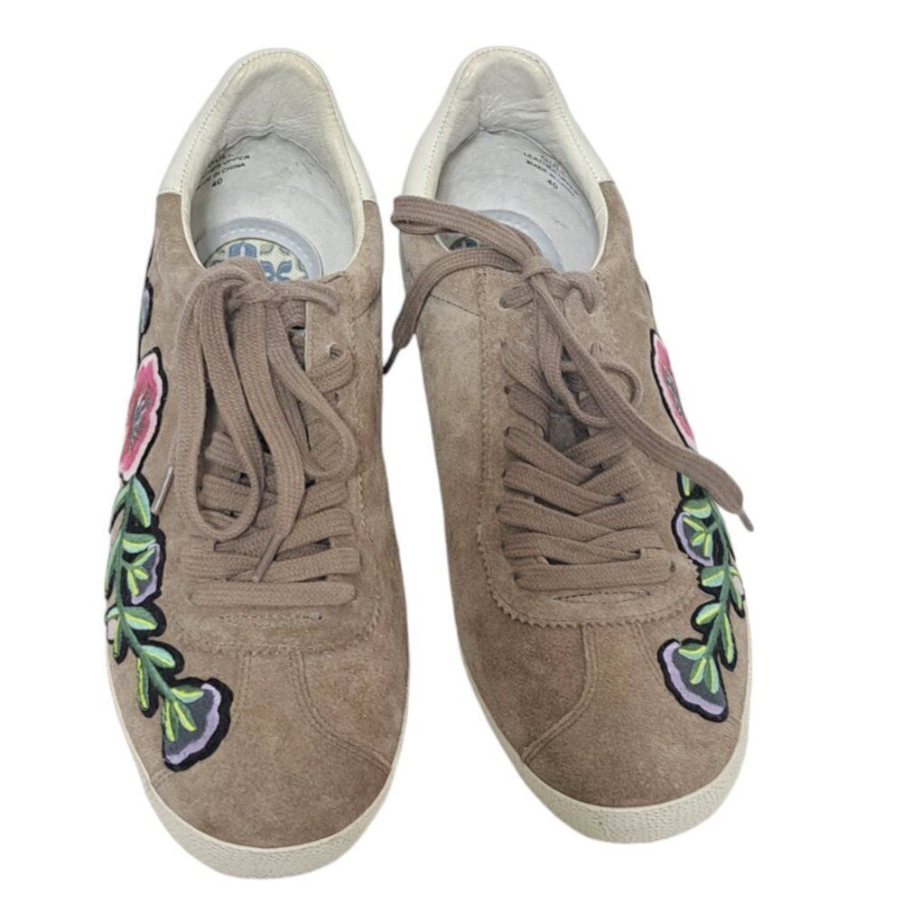 Keds Women's Tan Suede Floral Embroidered Comfort Shoes Sneakers Sz 40